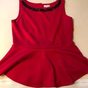 Medium Red and Black Peplum Top